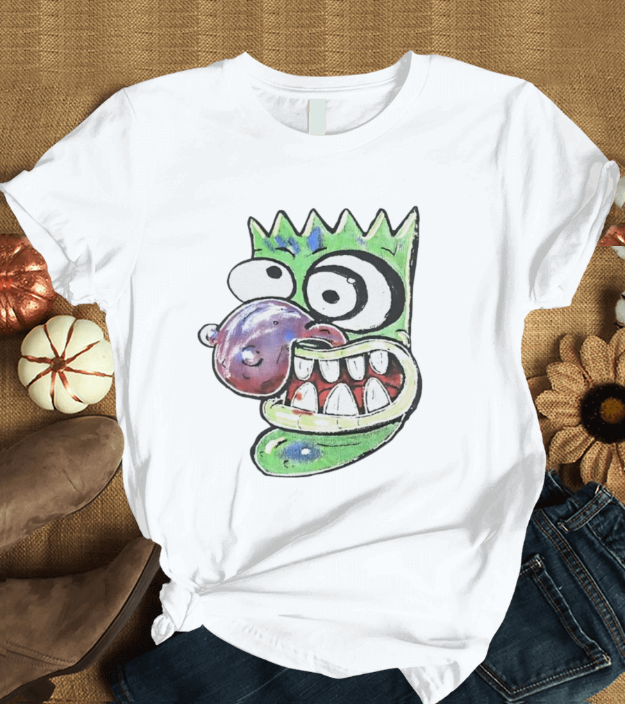 Hypno Eggplant Cartoon Fusion Character With Whimsical Eyes And Grinning Teeth T-Shirt