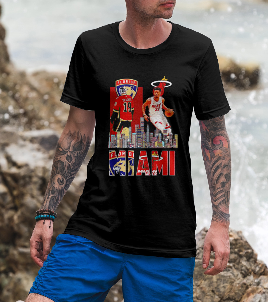 Florida Panthers Tkachuk Miami Heat Jimmy Butler Skyline T-Shirt