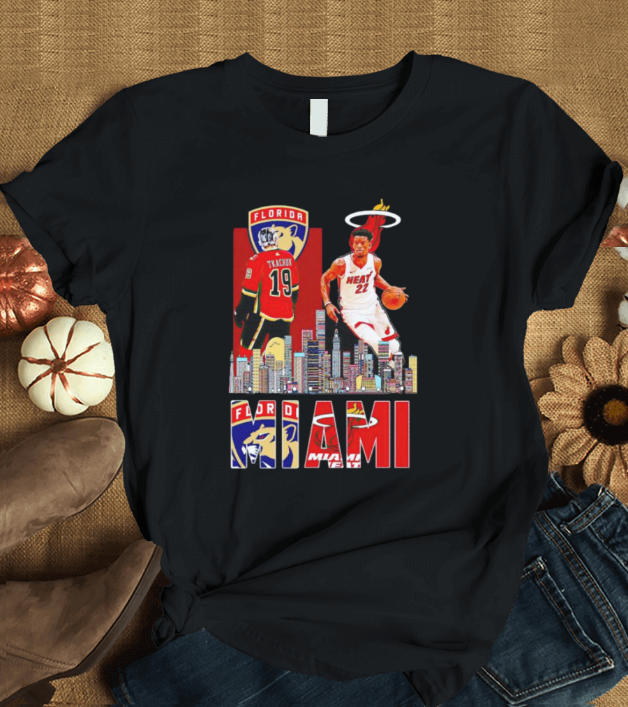 Florida Panthers Tkachuk Miami Heat Jimmy Butler Skyline T-Shirt