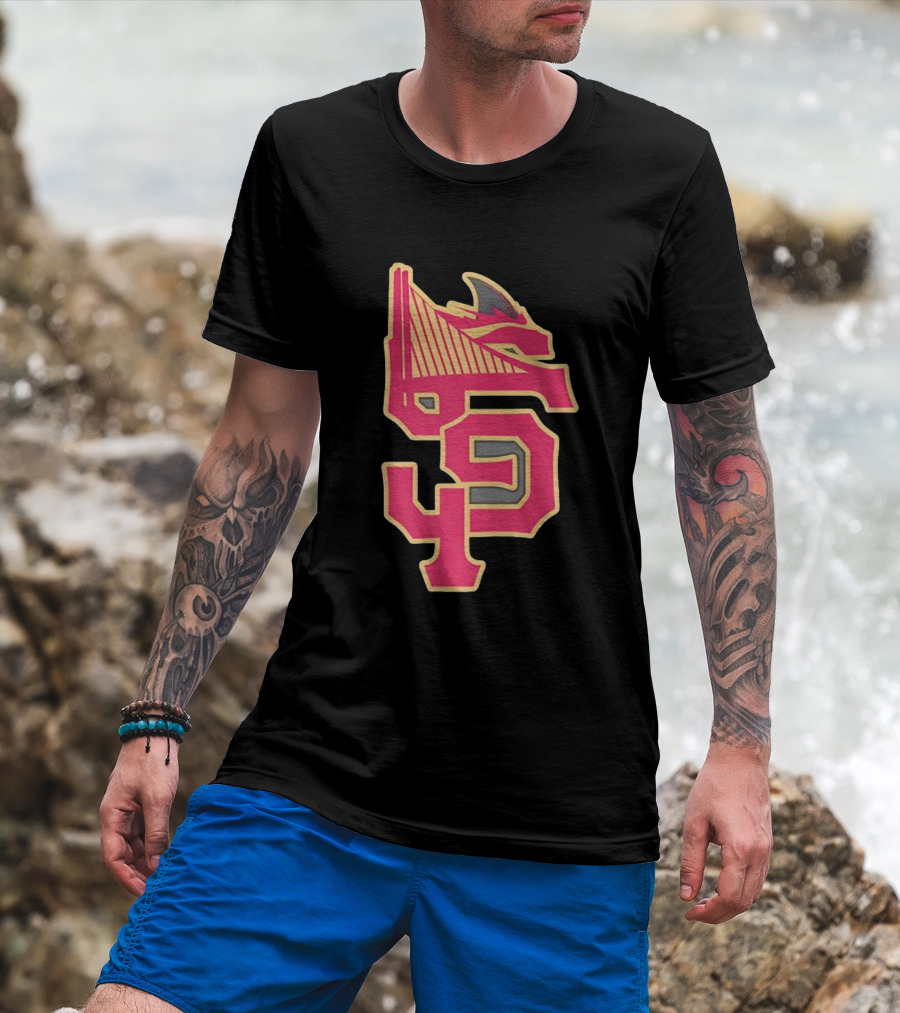 San Francisco 49ers Giants Sharks Warriors Golden Gate Bridge T-Shirt