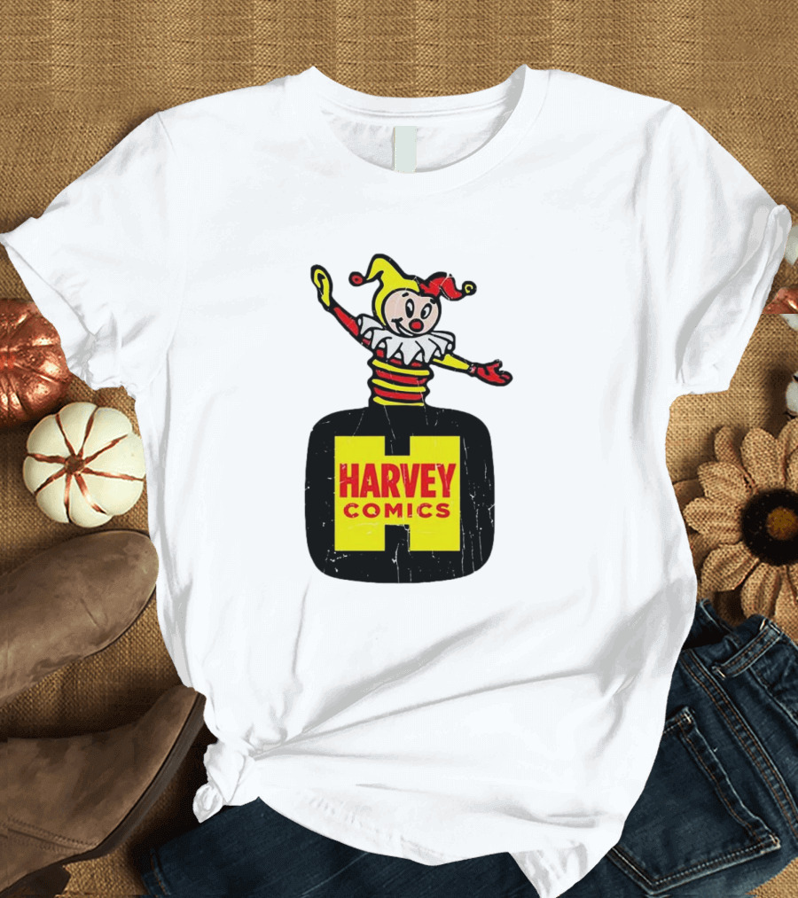 Harvey Comics Jester Logo With Classic Joker Colors T-Shirt