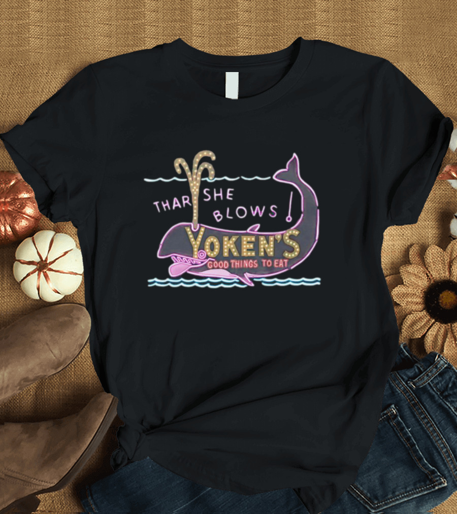 Yoken's Whale Thar She Blows Good Things To Eat Neon Sign T-Shirt