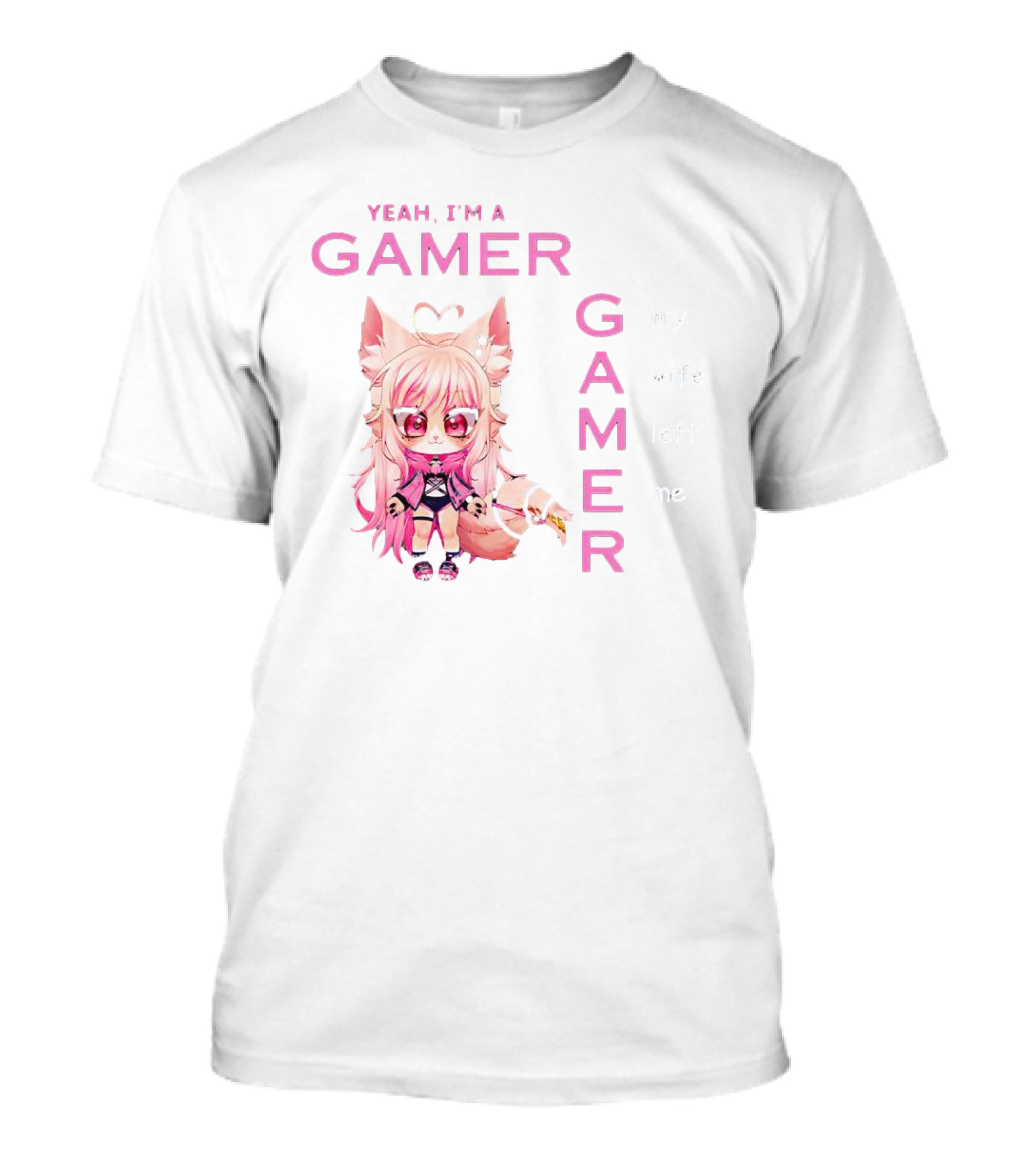 Yeah I'm A Gamer My Wife Left Me Chibi Fox Character T-Shirt