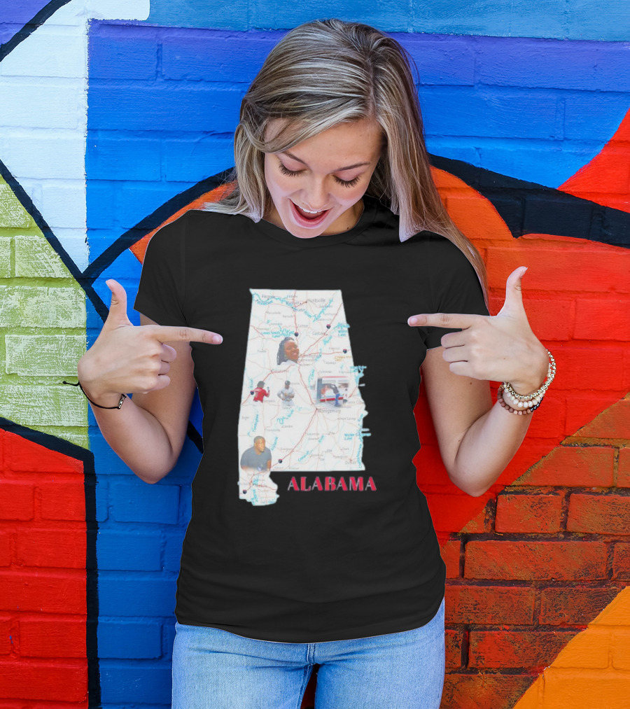 Alabama Map Riverfront Park Dock Brawl Icons T-Shirt