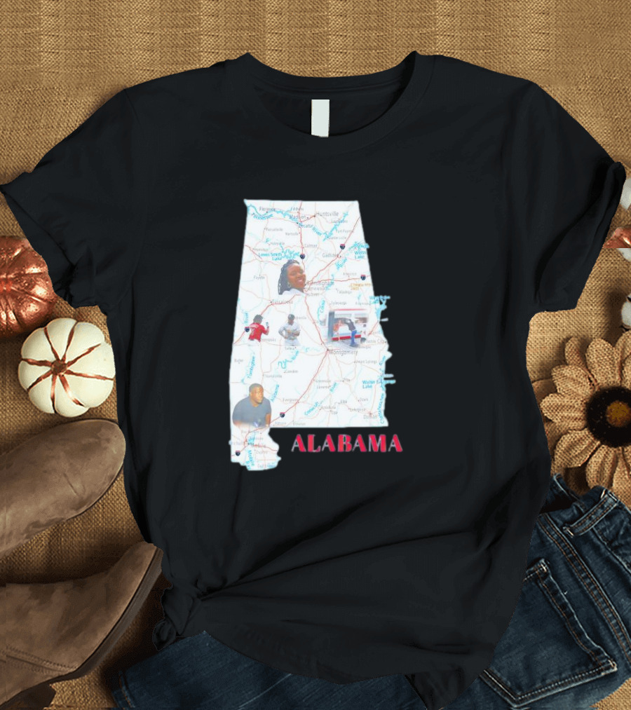 Alabama Map Riverfront Park Dock Brawl Icons T-Shirt