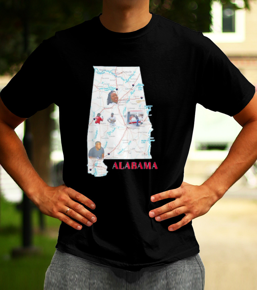 Alabama Map Riverfront Park Dock Brawl Icons T-Shirt