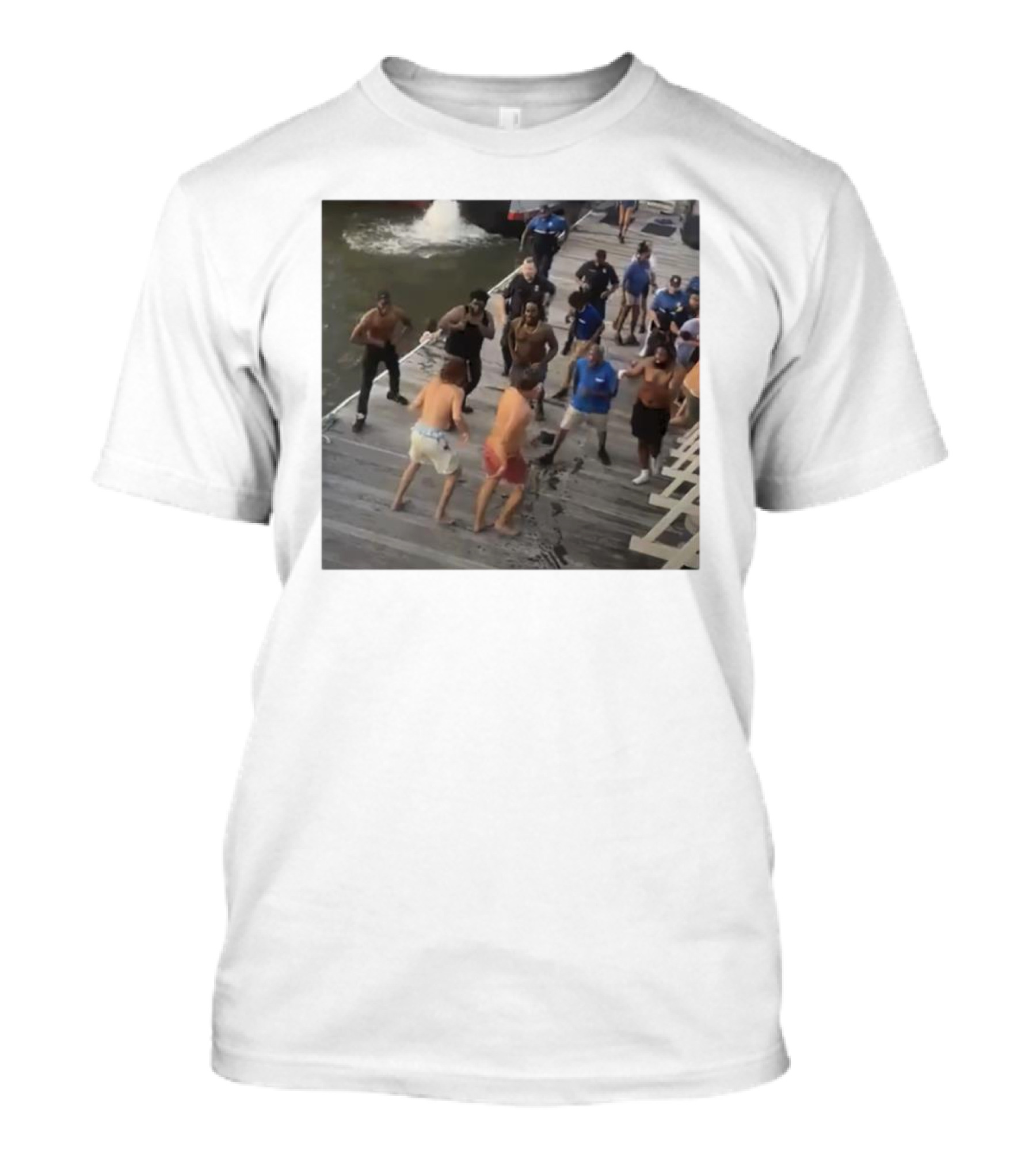 Brawl On Dock Montgomery’s Riverfront Park Altercation Scene T-Shirt