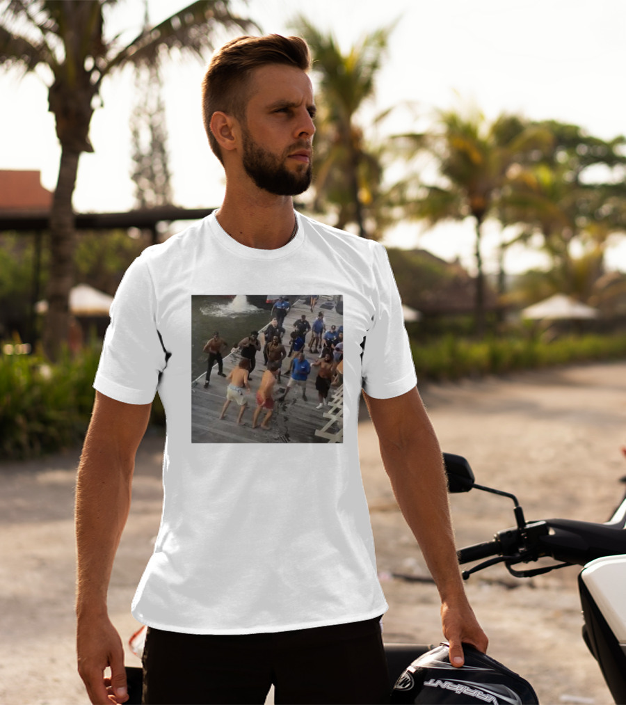 Brawl On Dock Montgomery’s Riverfront Park Altercation Scene T-Shirt