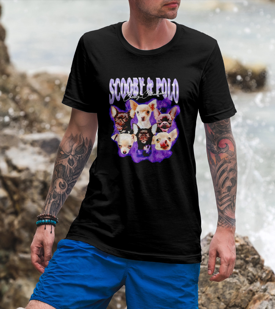 Scooby And Polo Cheeky Chihuahuas Purple Background T-Shirt