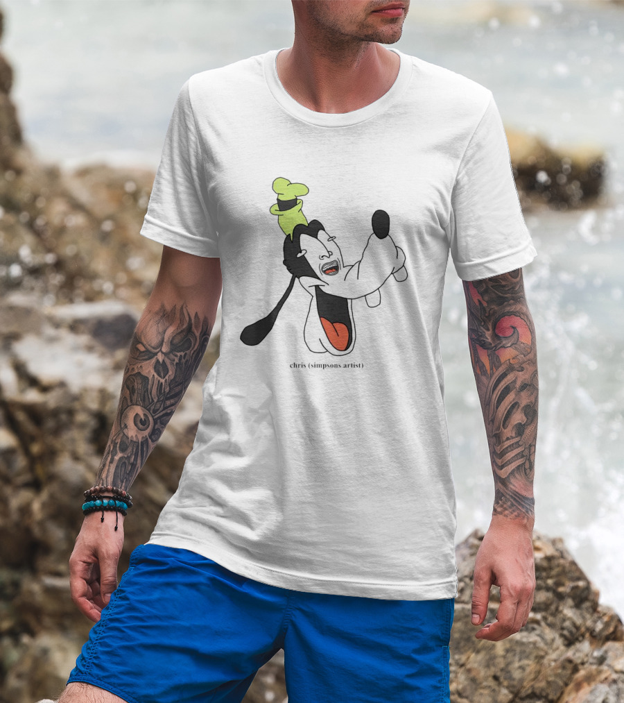 Goofy Chris Simpsons Artist Black T-Shirt