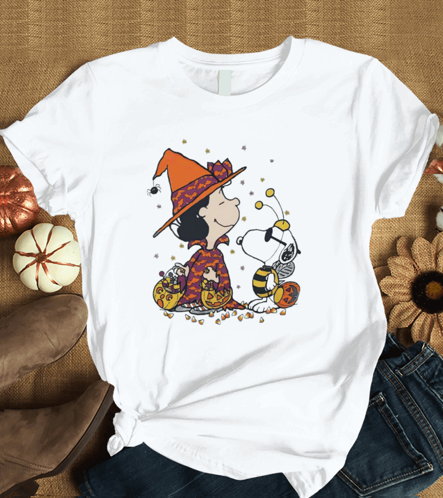 Snoopy Halloween Witch And Bee Pumpkins T-Shirt
