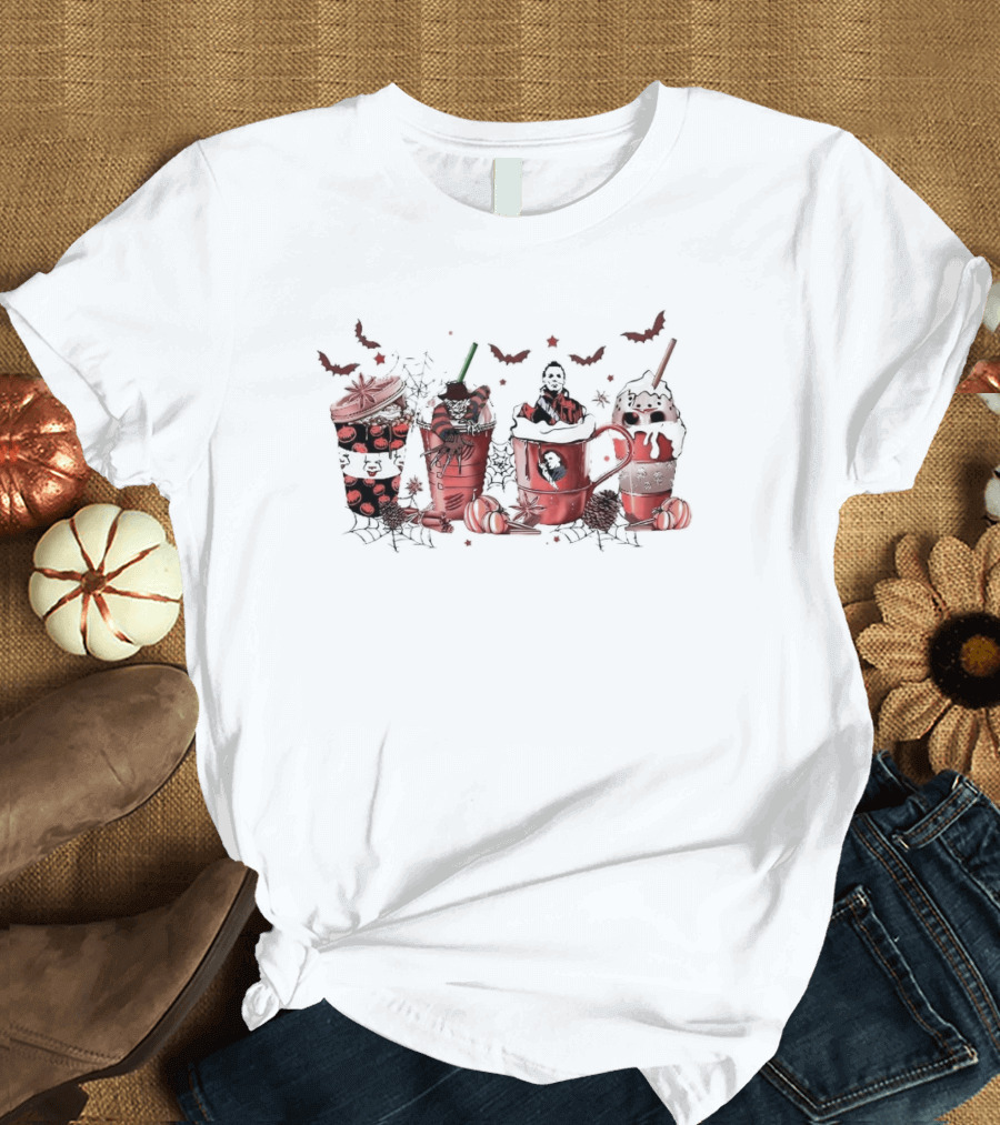 Horror Halloween Pumpkin Cat Bat Coffee Cups T-Shirt