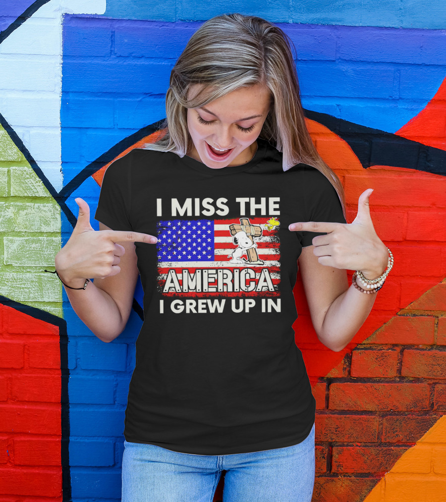 I Miss The America I Grew Up In Snoopy US Flag T-Shirt