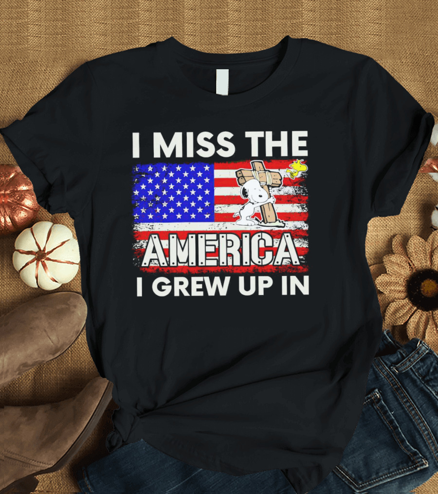 I Miss The America I Grew Up In Snoopy US Flag T-Shirt