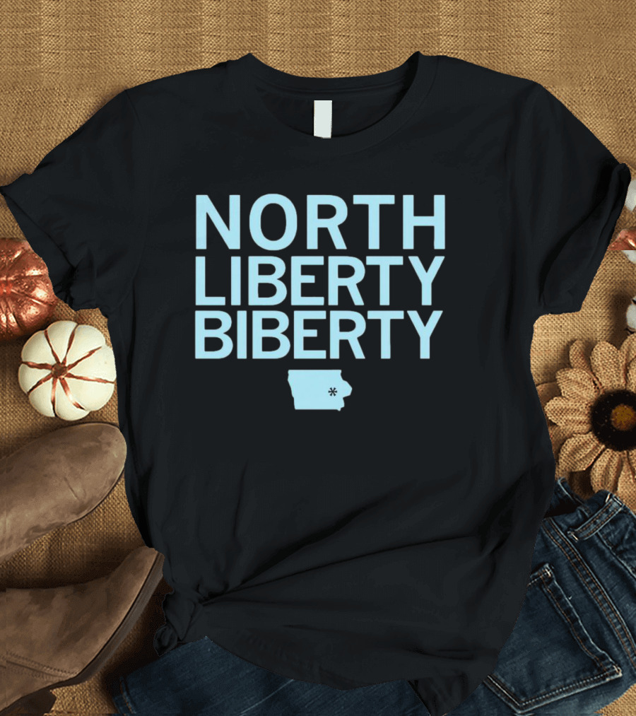 North Liberty Biberty Iowa Map T-Shirt