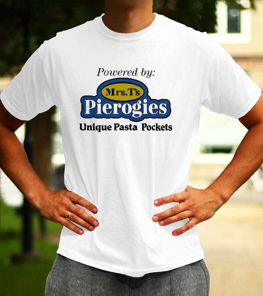 Powered By Mrs T’s Pierogies Unique Pasta Pockets T-Shirt