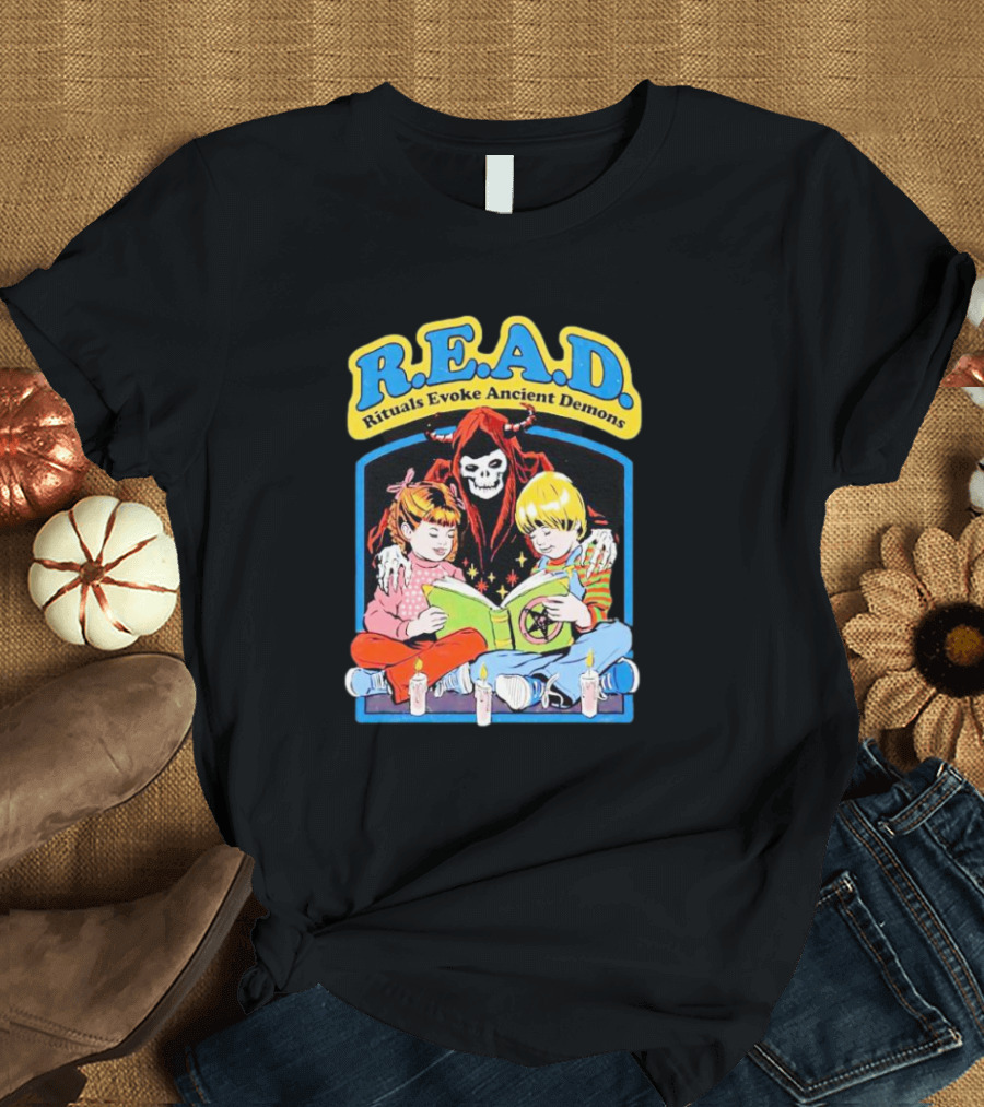R.E.A.D. Rituals Evoke Ancient Demons Grim Reaper Storytime With Children And Candles T-Shirt