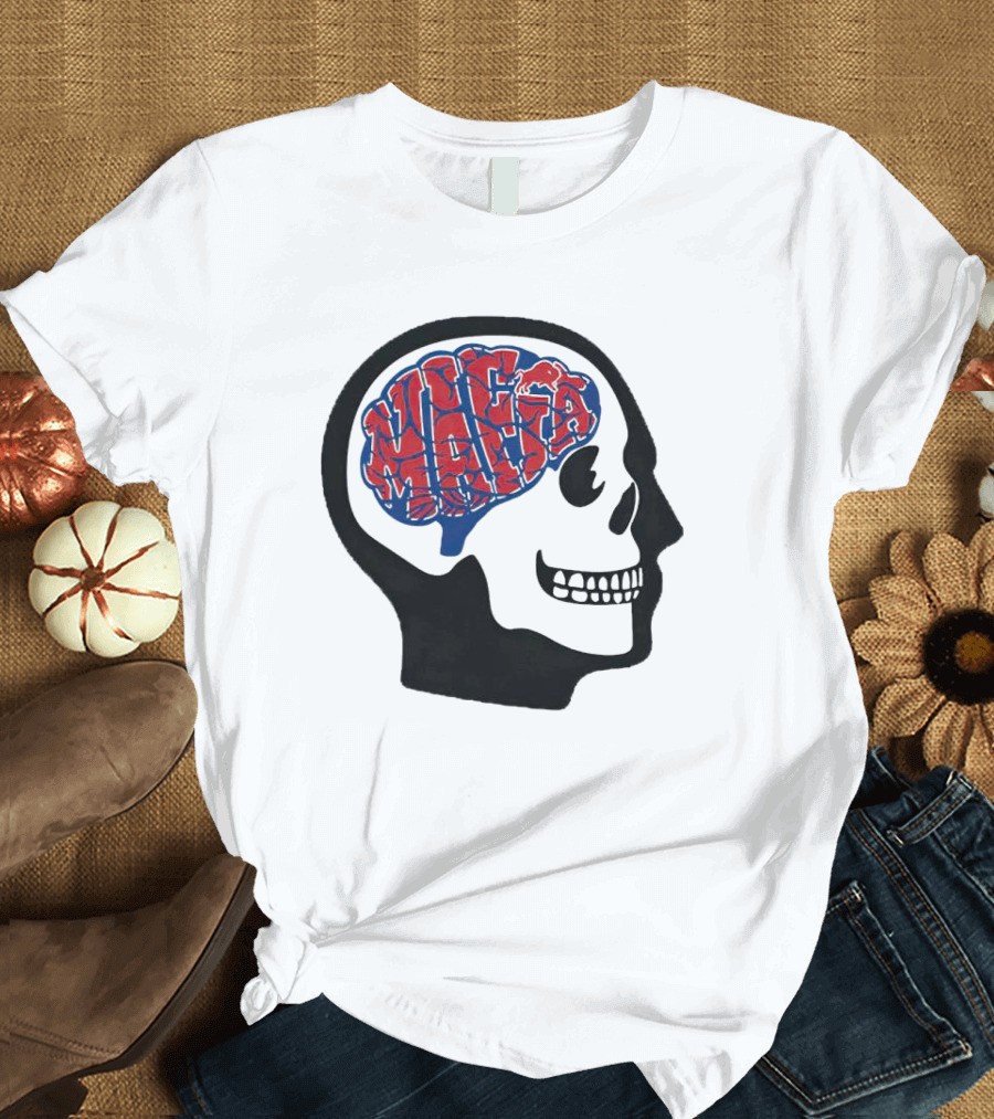 Mafia Bills Skull Brain Typography T-Shirt