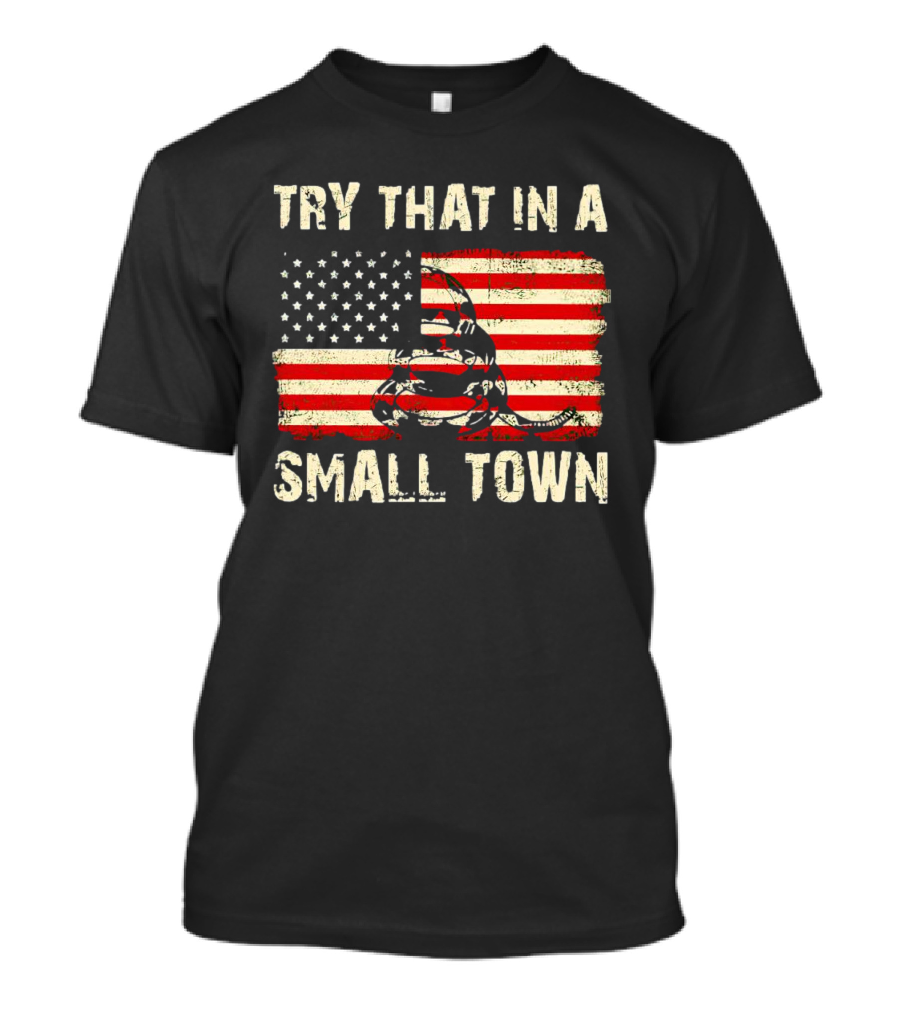TRY THAT IN A SMALL TOWN US FLAG GADSDEN SNAKE T-Shirt