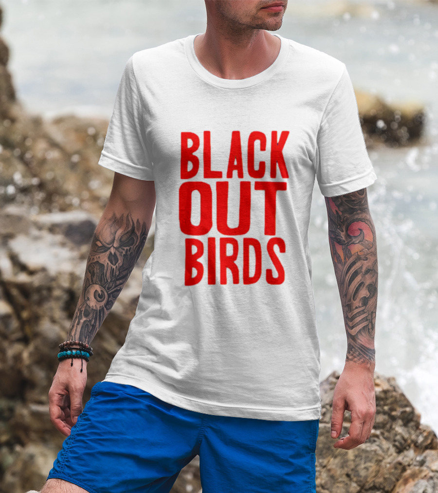 Louisville Black Out Birds Bold Red Text T-Shirt