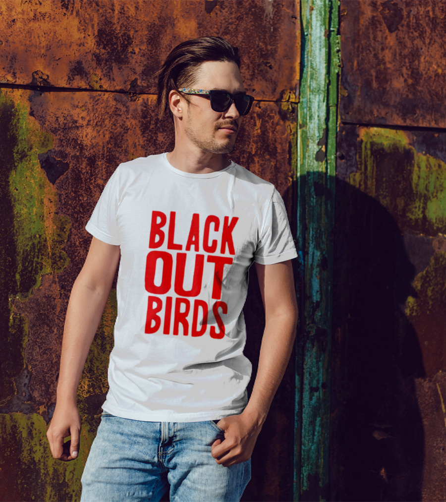 Louisville Black Out Birds Bold Red Text T-Shirt