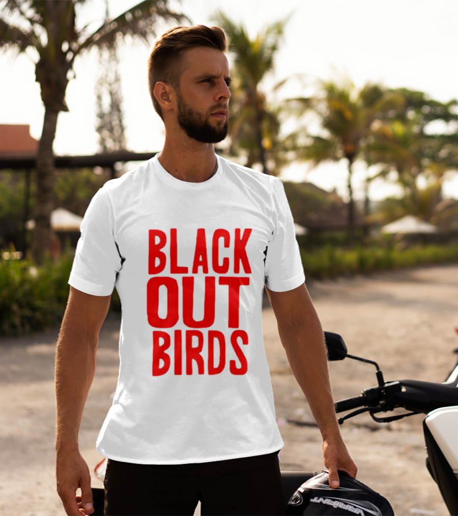 Louisville Black Out Birds Bold Red Text T-Shirt