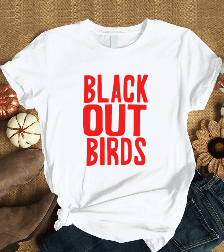 Louisville Black Out Birds Bold Red Text T-Shirt