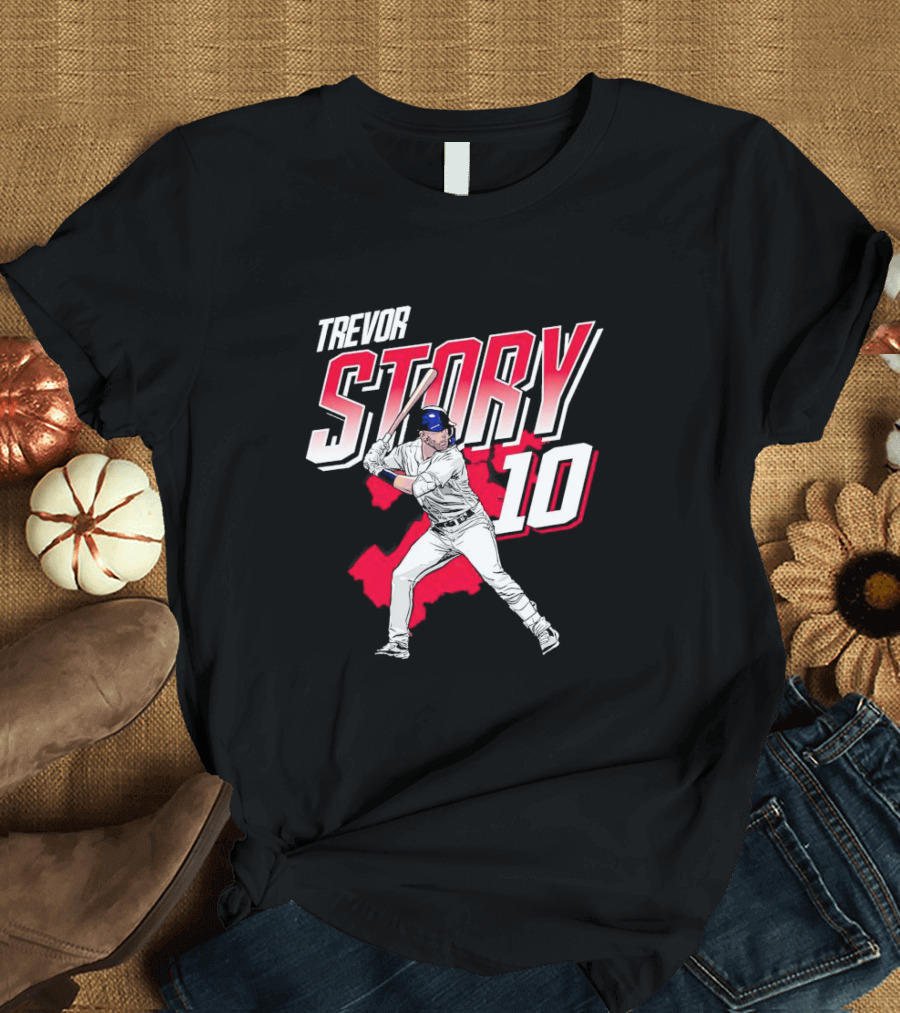 Trevor Story 10 Baseball Player City Map T-Shirt