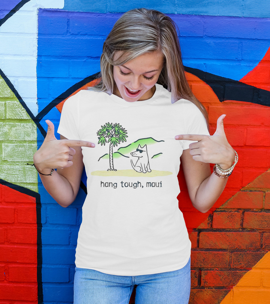 Hang Tough Maui Dog Under Palm Tree T-Shirt