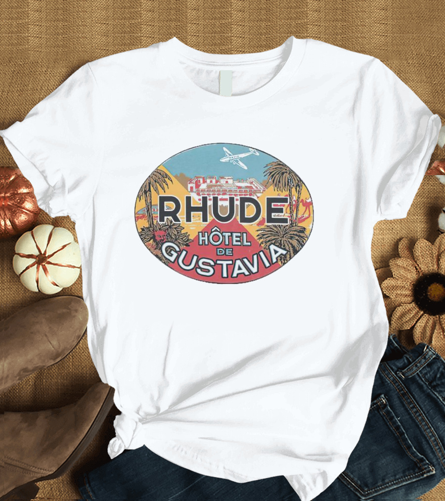 RHUDE Hôtel De Gustavia Tropical Vintage Airplane Oasis T-Shirt
