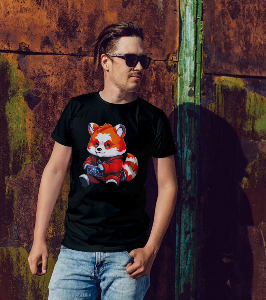 Gaming Red Panda Playing Video Games T-Shirt