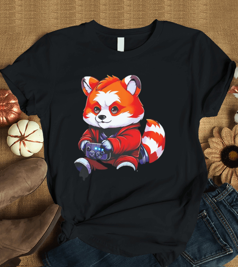 Gaming Red Panda Playing Video Games T-Shirt