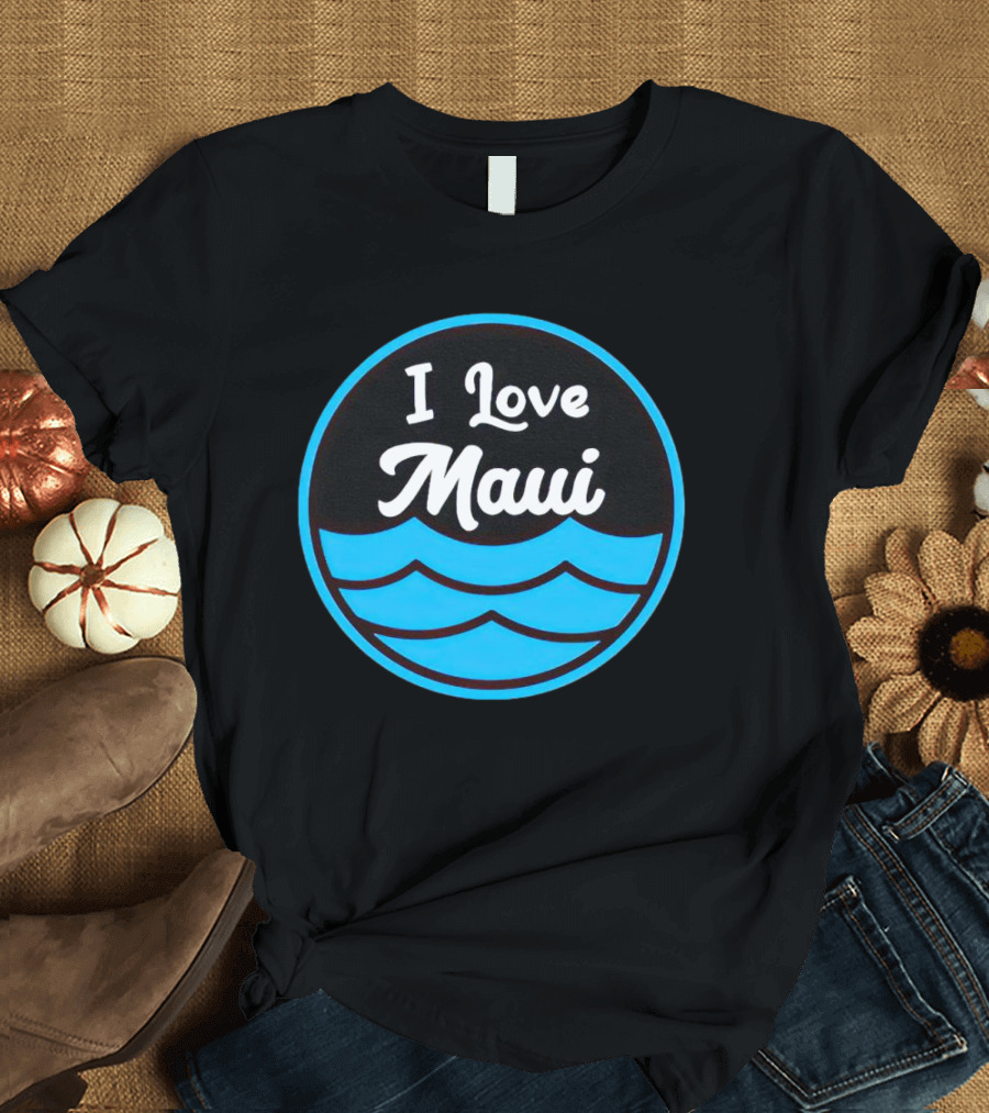 I Love Maui Waves Circular T-Shirt