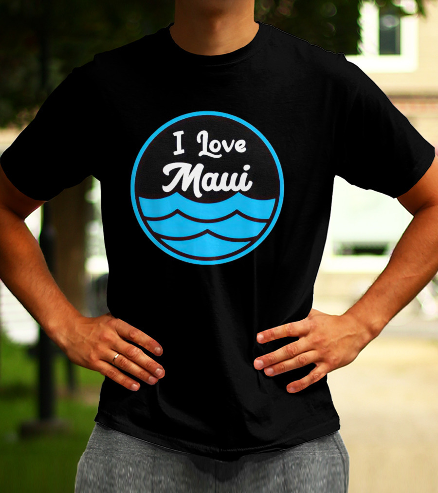 I Love Maui Waves Circular T-Shirt