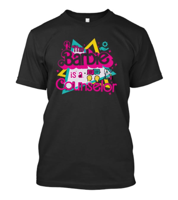 This Barbie Is A Counselor With Communication And Support Icons T-Shirt