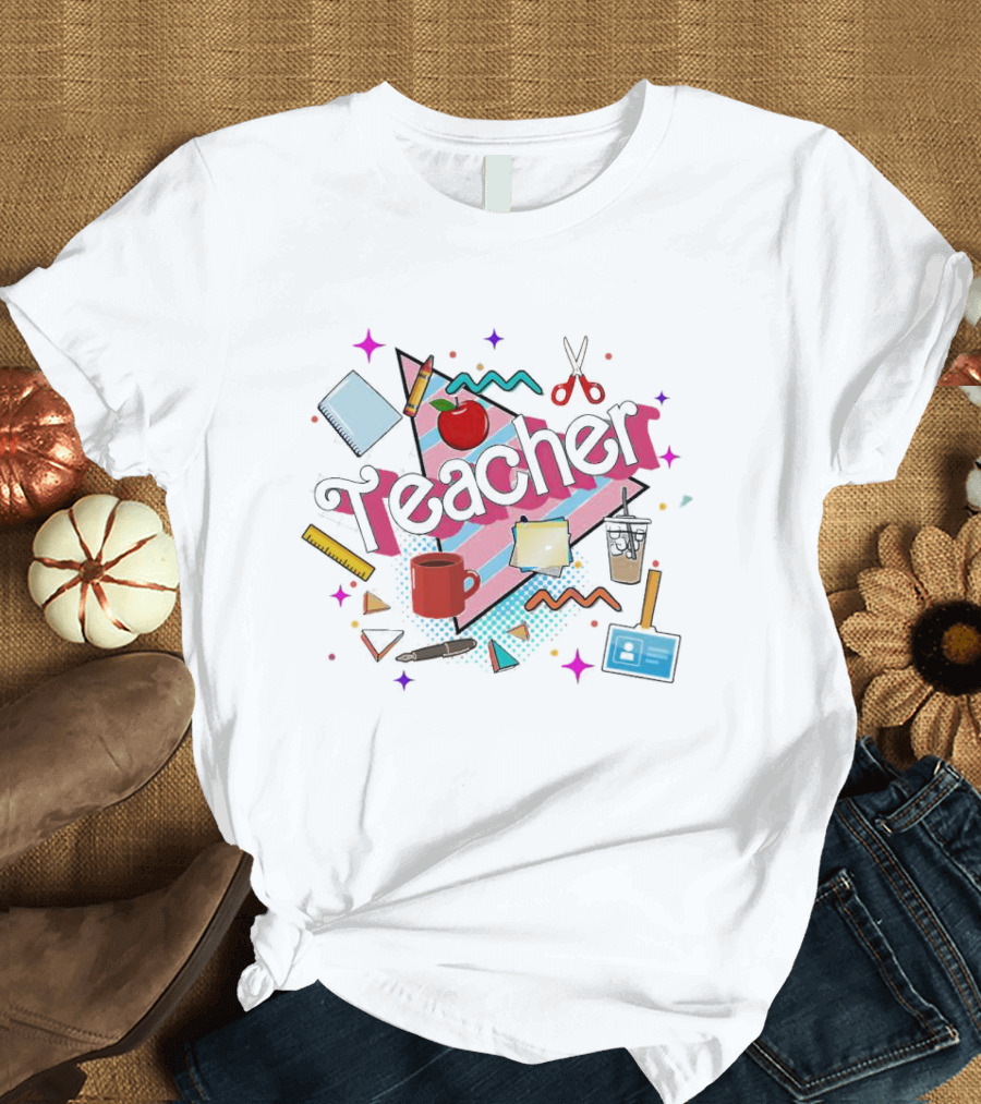 Barbie Teacher School Supplies Fun Apple Ruler Coffee T-Shirt