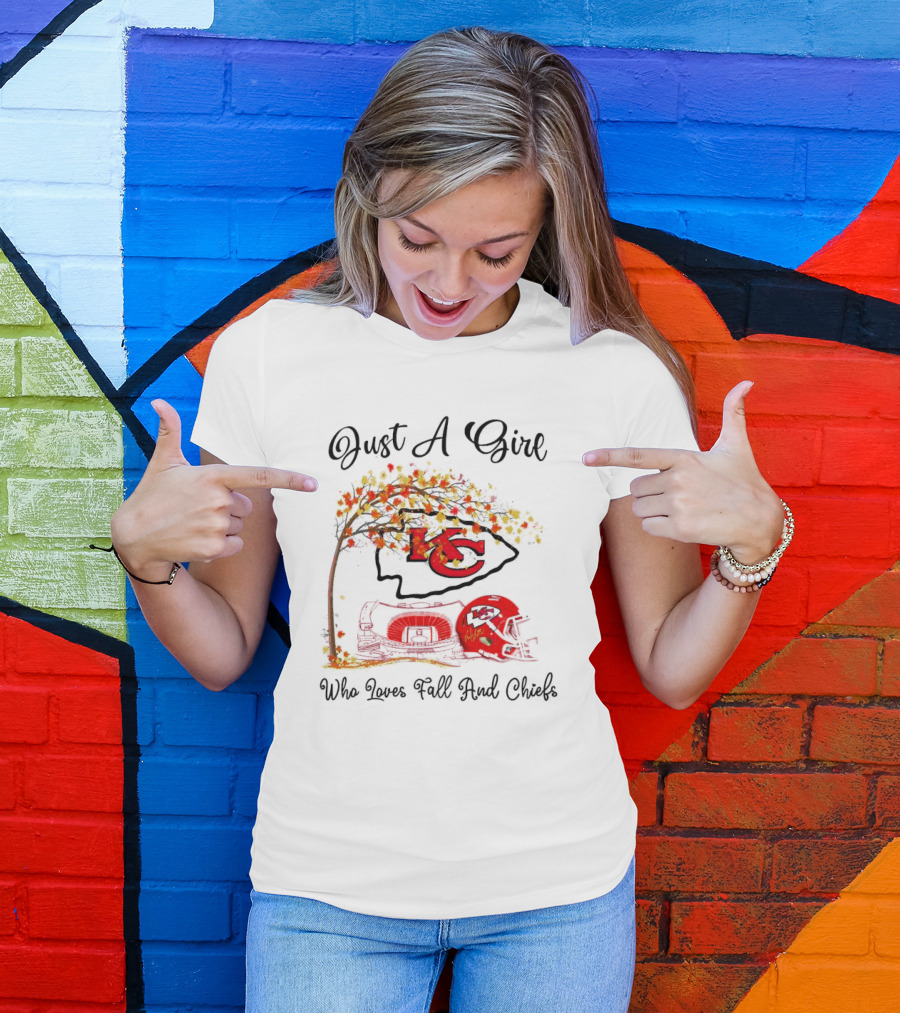 Just A Girl Who Loves Fall And Kansas City Chiefs Football T-Shirt