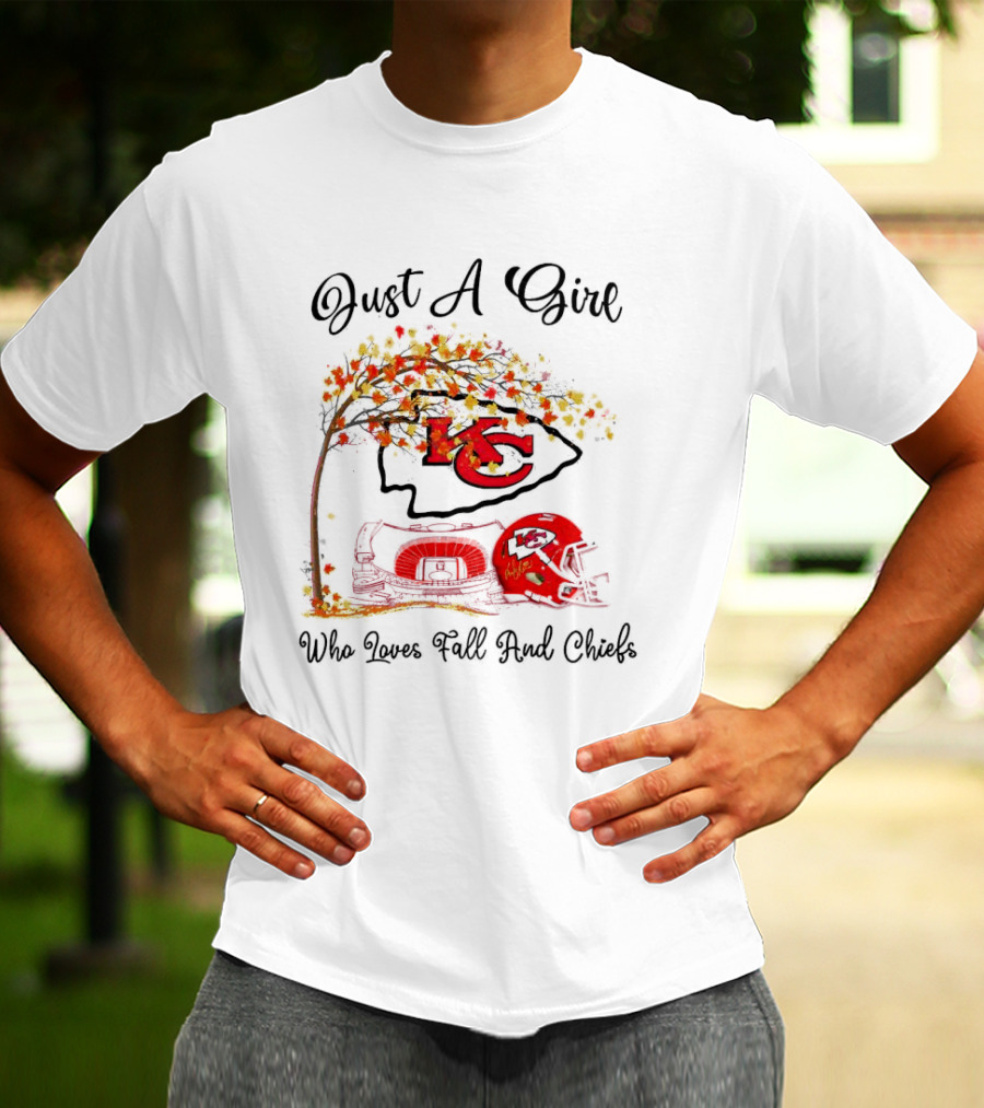 Just A Girl Who Loves Fall And Kansas City Chiefs Football T-Shirt