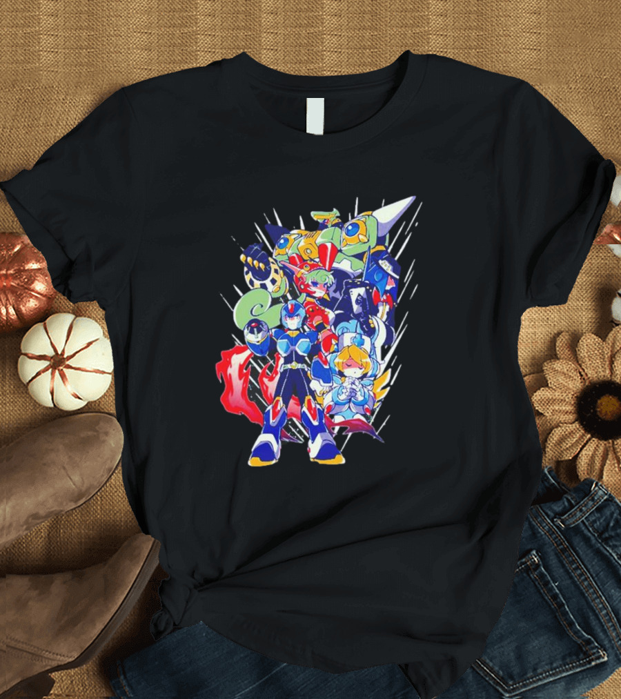 Mega Man New Armor X Characters And Robot Ensemble T-Shirt