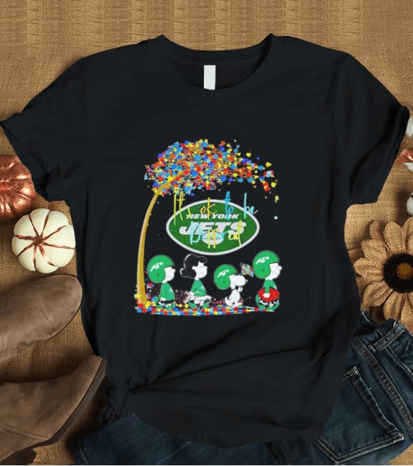 New York Jets Peanuts Characters Autism It's Ok To Be Different Fall T-Shirt