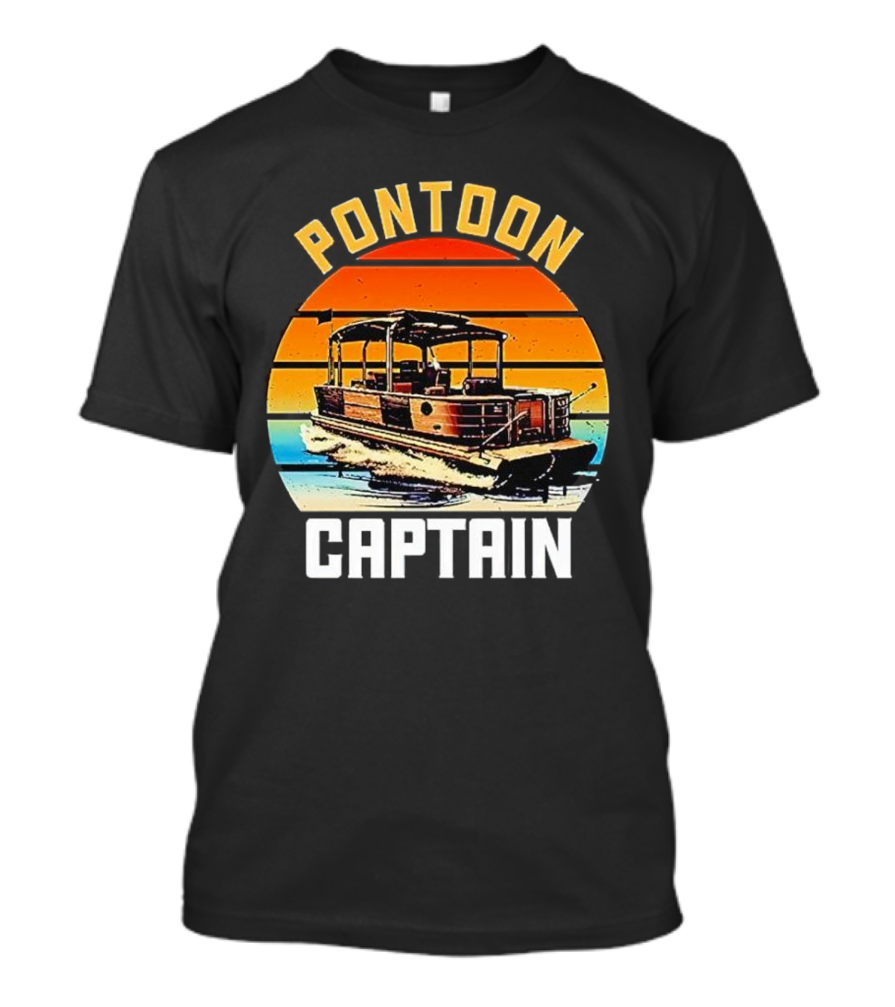 Pontoon Captain Vintage Retro Sunset Boat T-Shirt
