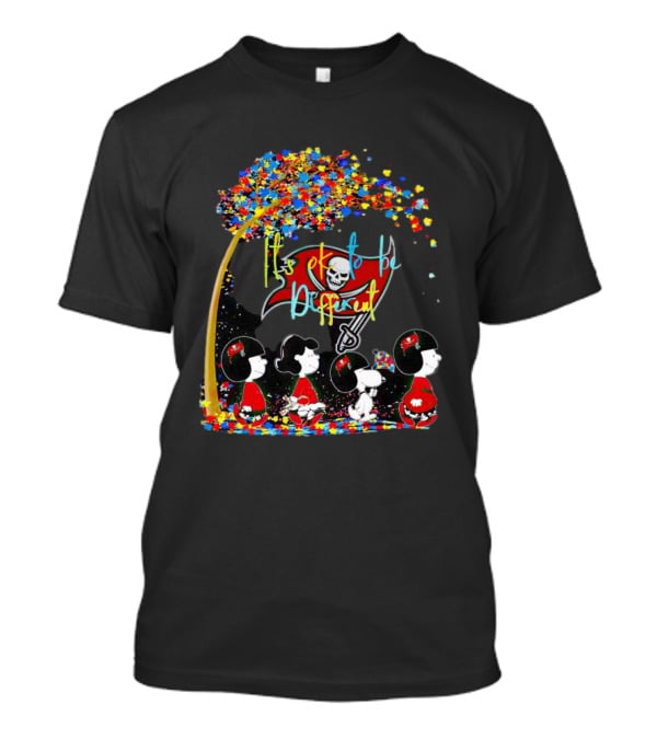 Tampa Bay Buccaneers Peanuts Characters It's OK To Be Different Autism Fall T-Shirt