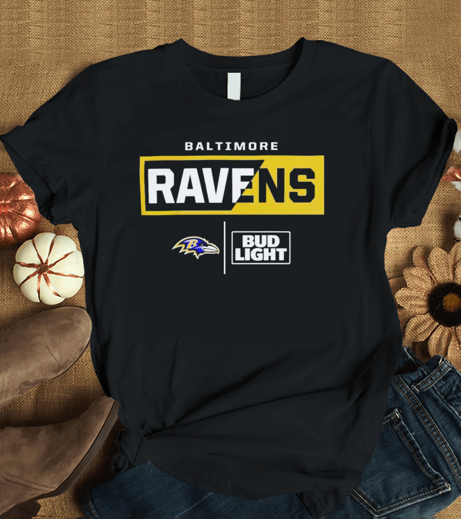 Baltimore Ravens Bud Light Logo With Ravens T-Shirt