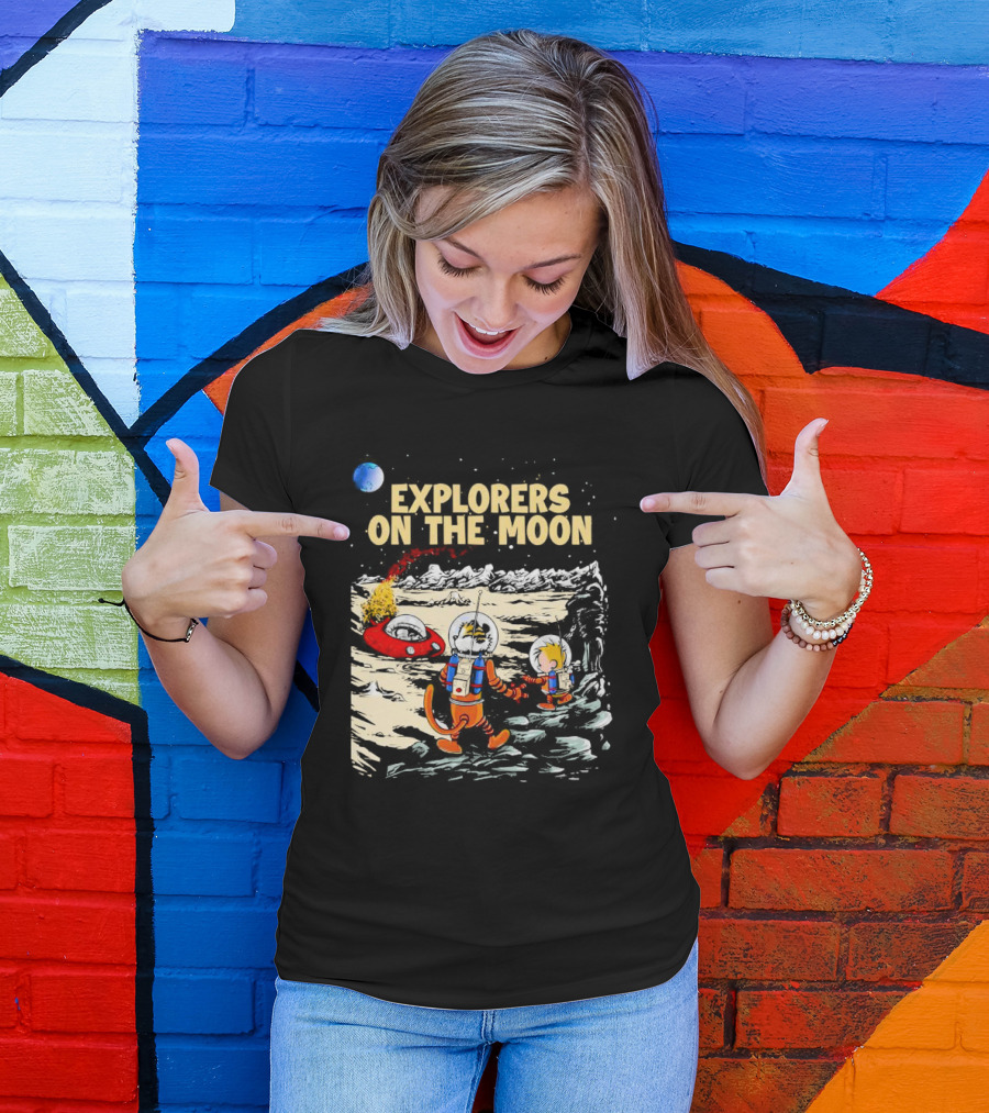 Explorers On The Moon Calvin And Hobbes Lunar Adventure T-Shirt