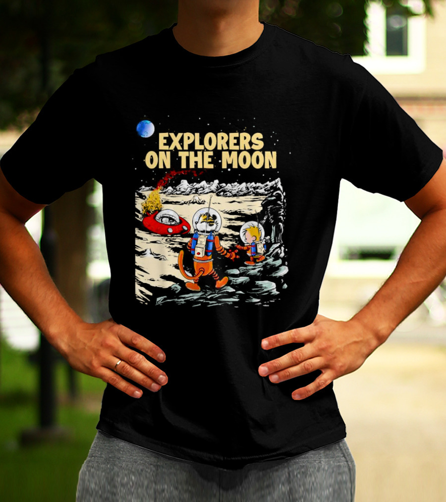 Explorers On The Moon Calvin And Hobbes Lunar Adventure T-Shirt