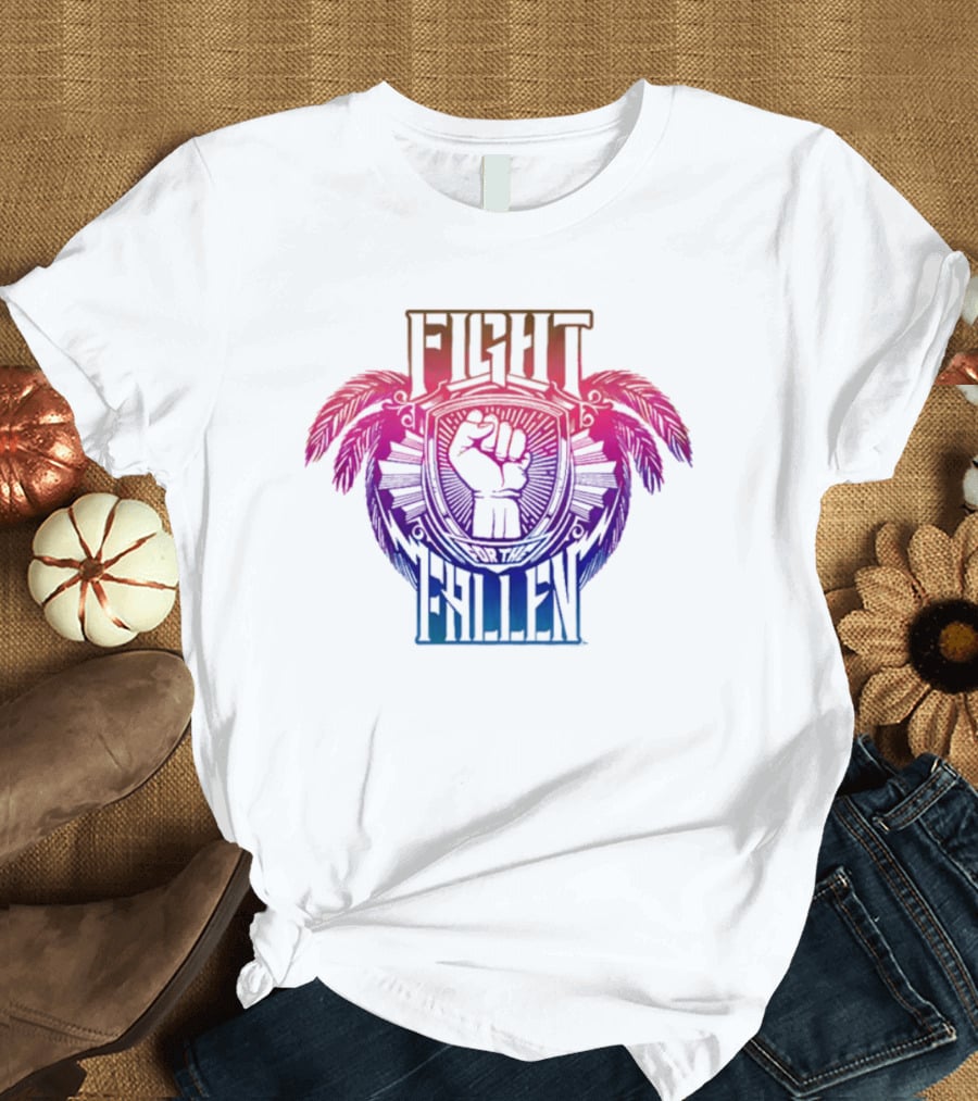 Fight For The Fallen AEW Fist Emblem With Feathers T-Shirt