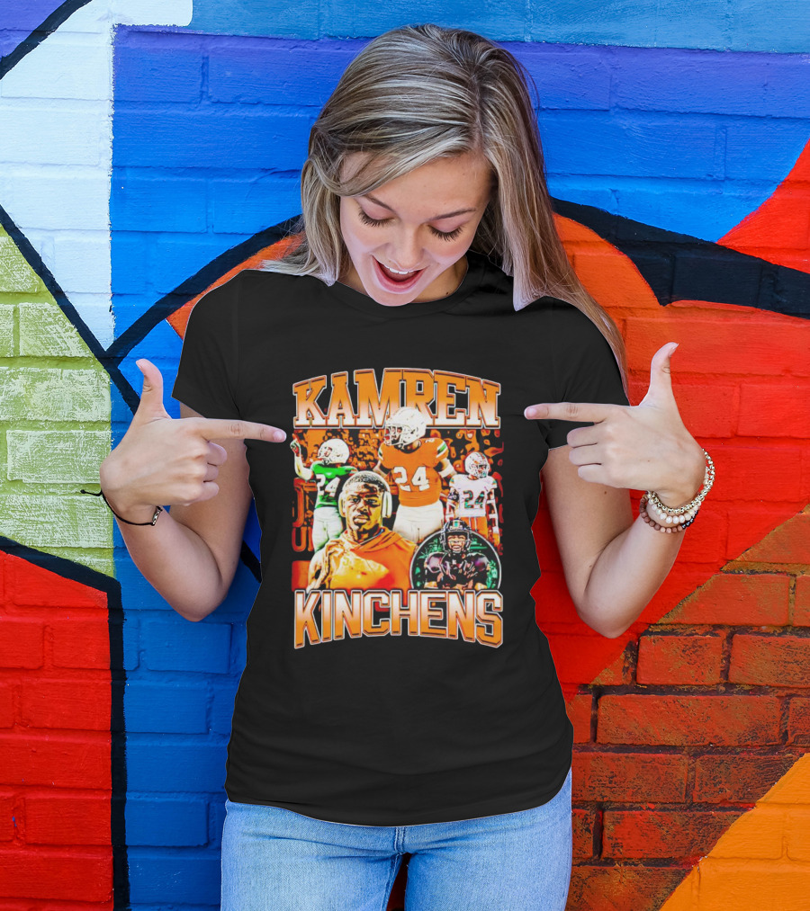Kamren Kinchens Miami Hurricanes Vintage 24 Football Image T-Shirt