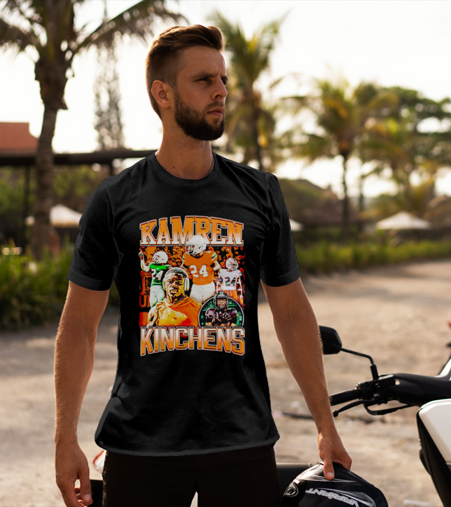 Kamren Kinchens Miami Hurricanes Vintage 24 Football Image T-Shirt