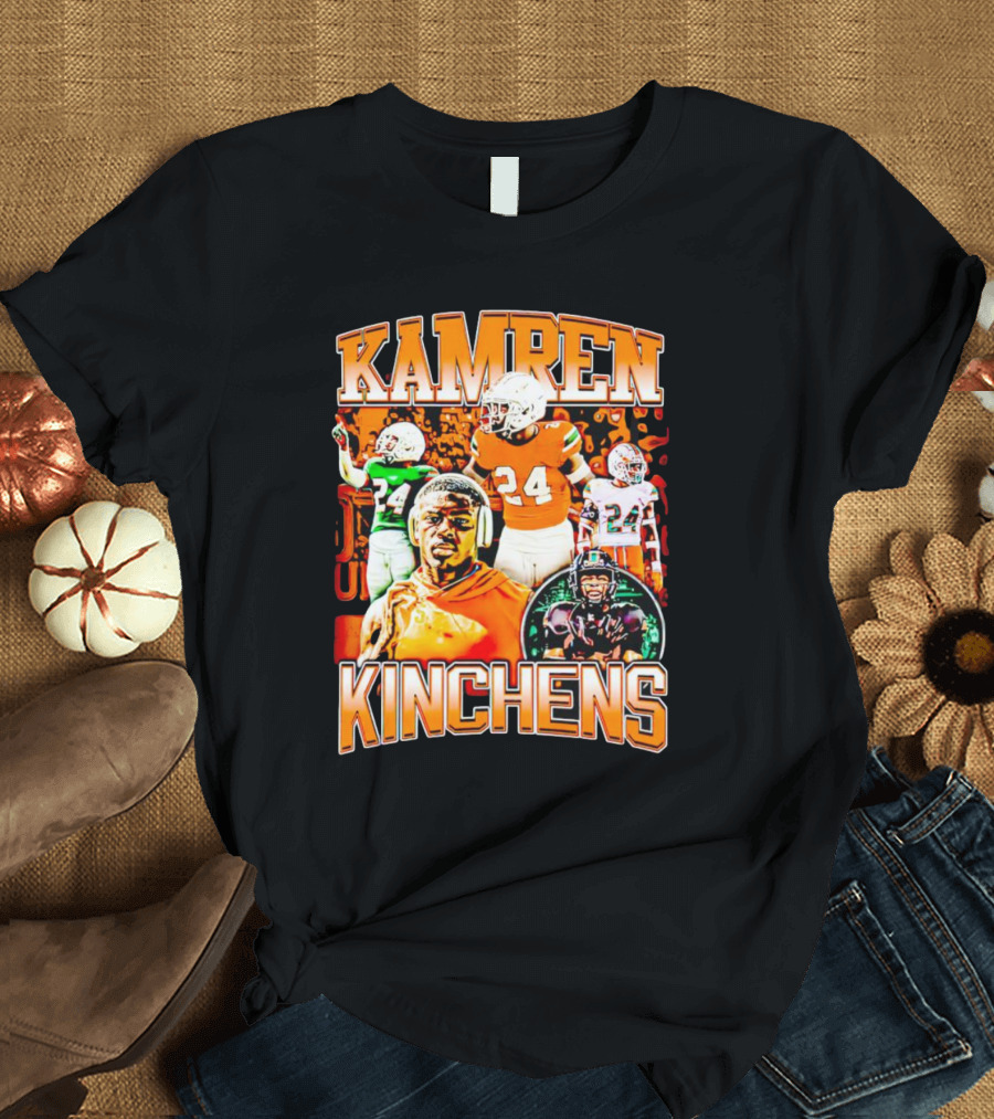 Kamren Kinchens Miami Hurricanes Vintage 24 Football Image T-Shirt