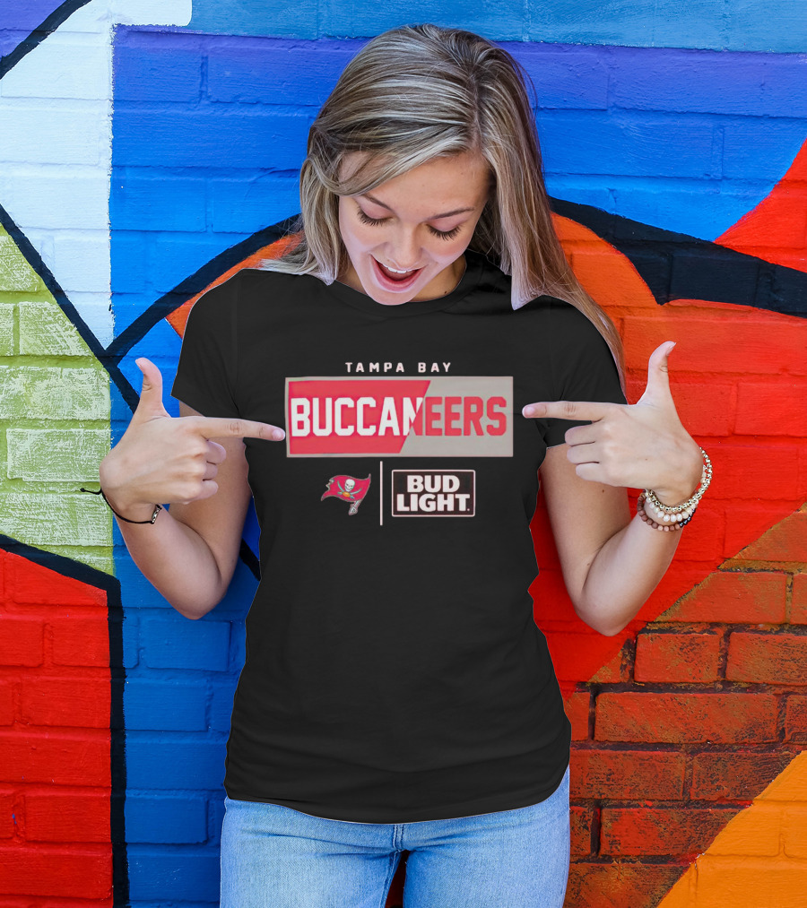 Tampa Bay Buccaneers Bud Light NFL Team Logo Collaboration T-Shirt